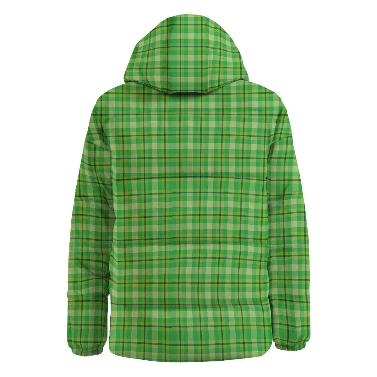 Green Plaid Shamrock Print Pattern Down Jacket-grizzshop