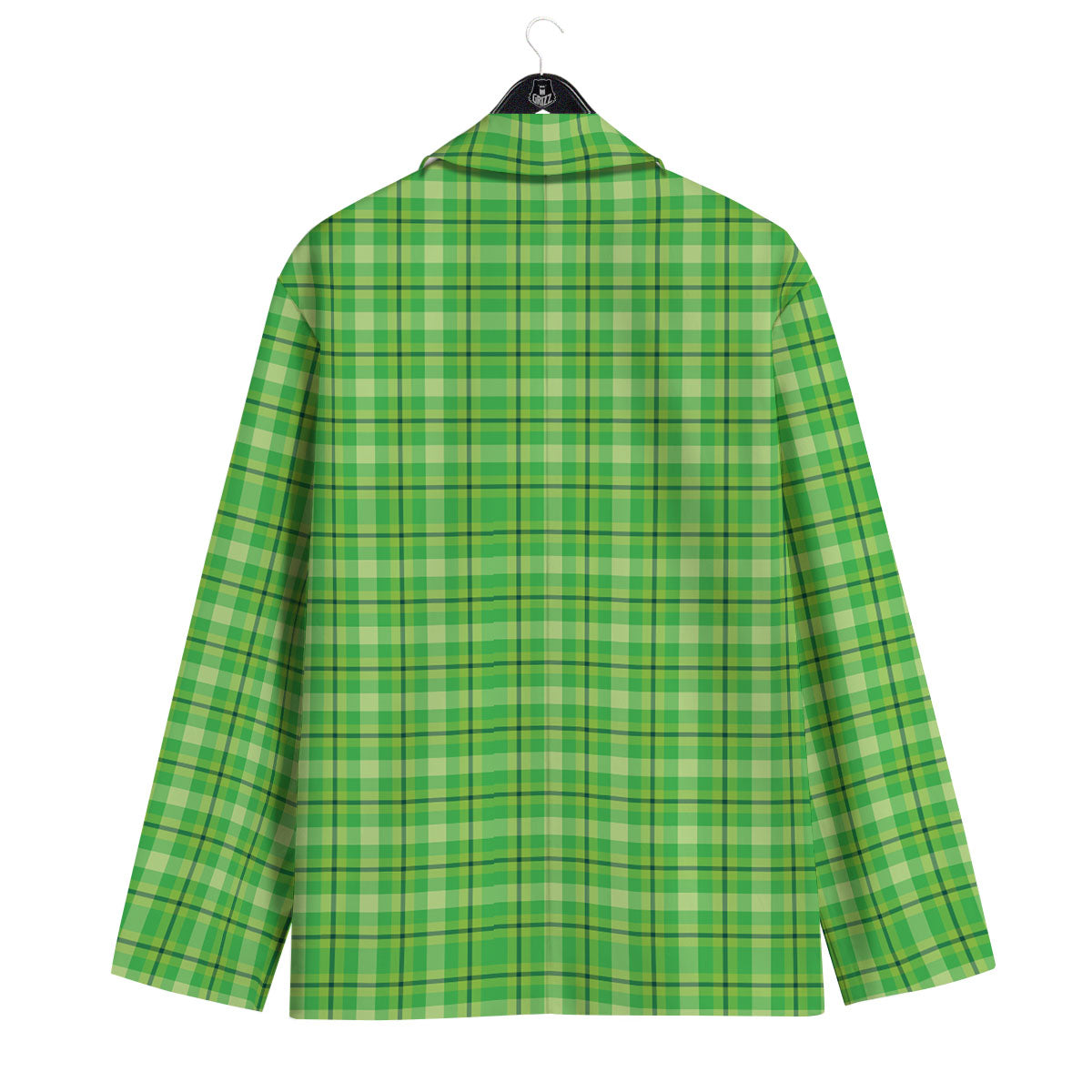 Green Plaid Shamrock Print Pattern Men's Sport Coat-grizzshop