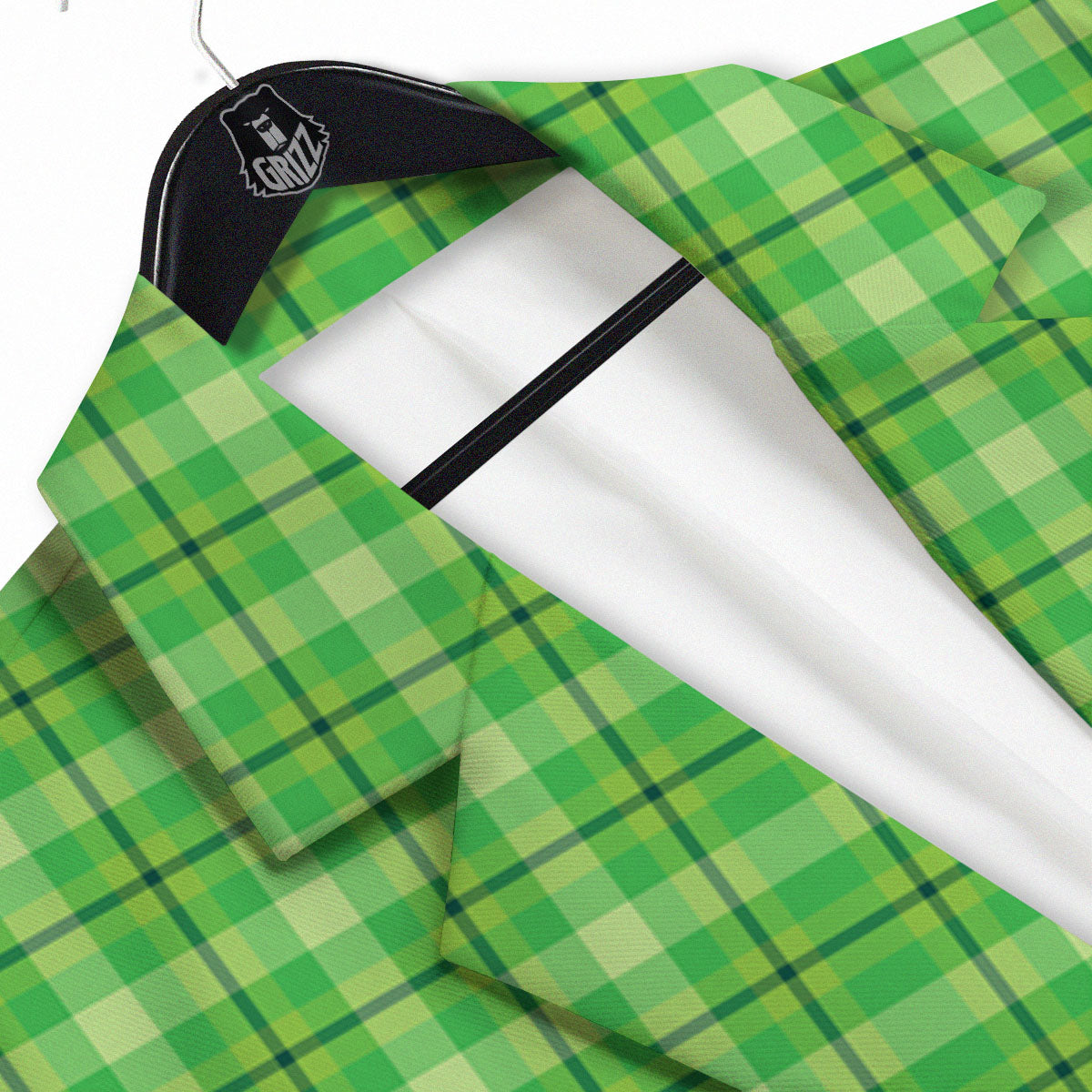 Green Plaid Shamrock Print Pattern Men's Sport Coat-grizzshop