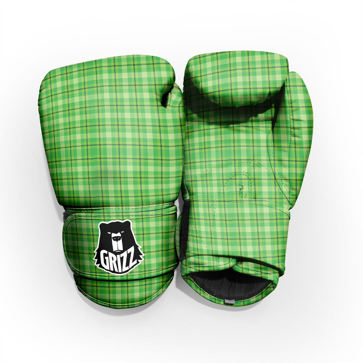 Green Plaid Shamrock Print Pattern Pro Boxing Glove