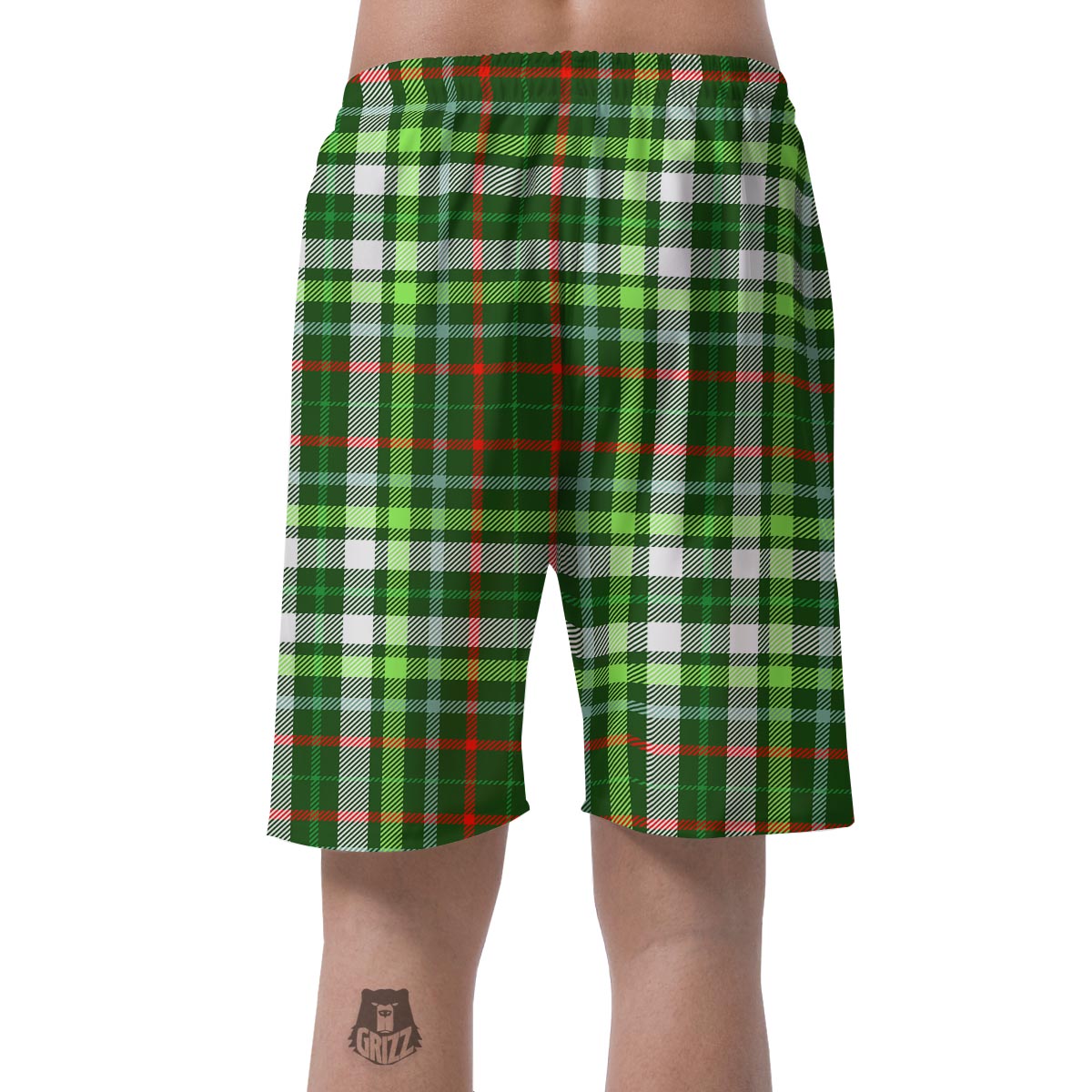 Green Plaid Tartan Men's Shorts-grizzshop