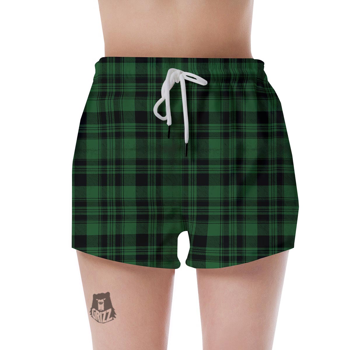 Green Plaid Tartan Sottish Women's Shorts-grizzshop