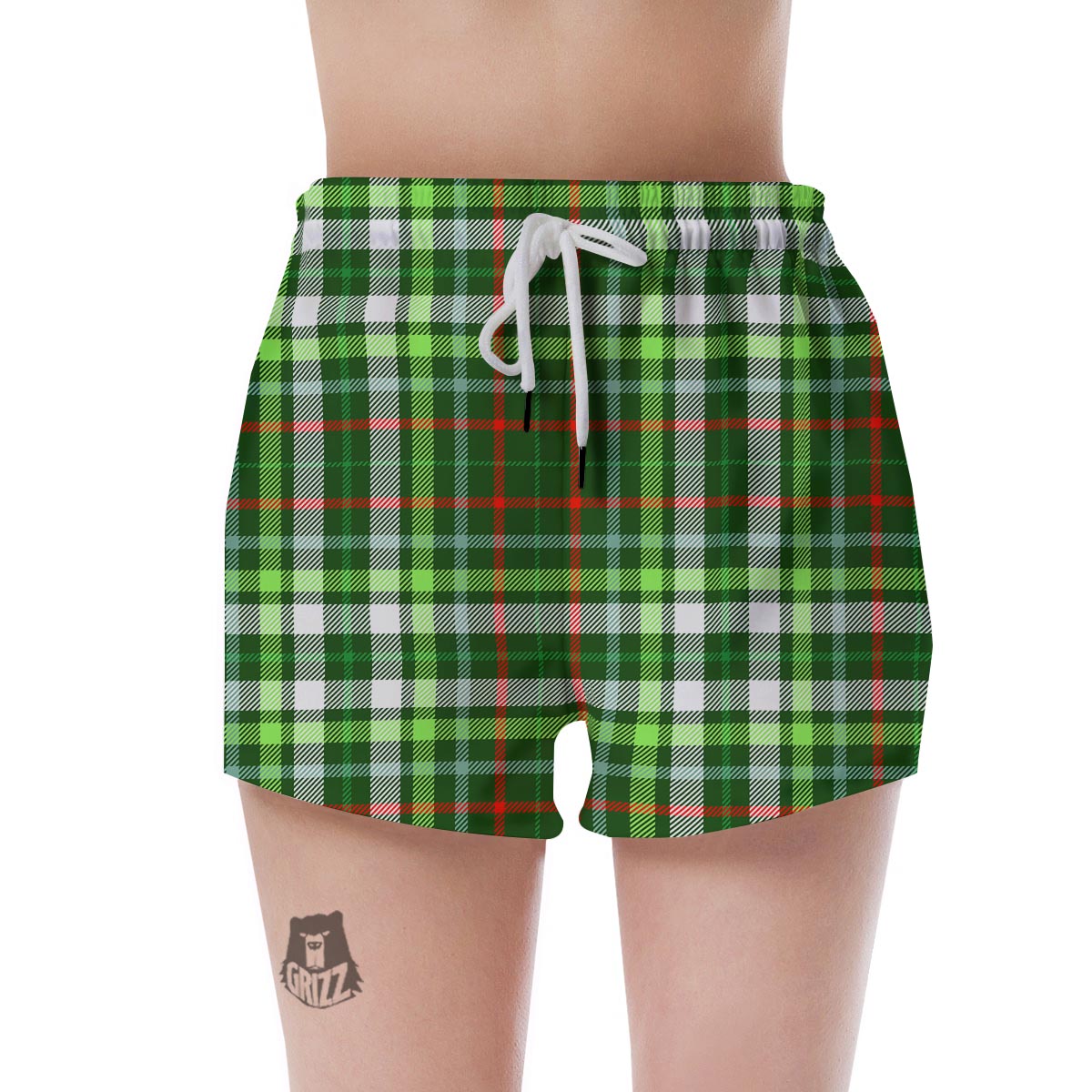 Green Plaid Tartan Women's Shorts-grizzshop