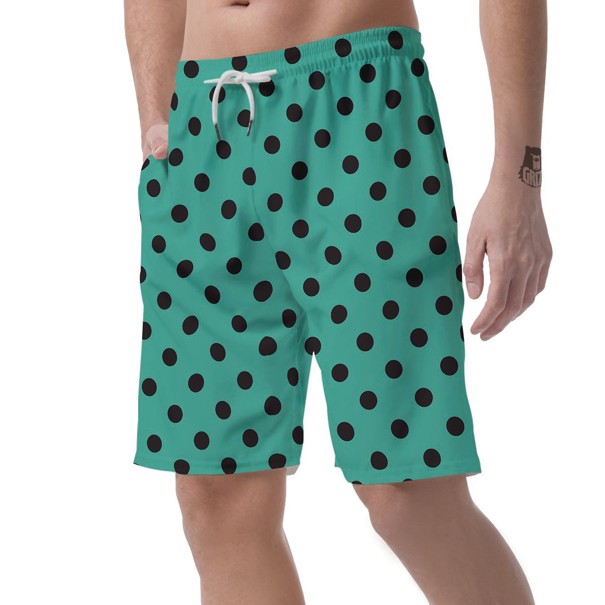 Green Polka Dot Men's Shorts-grizzshop