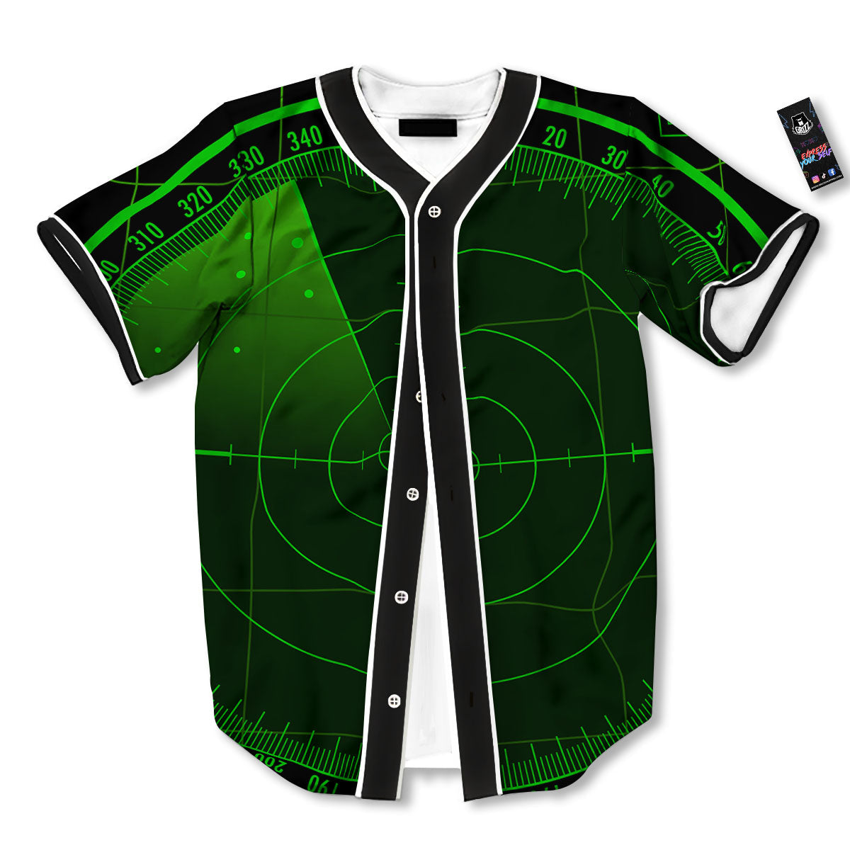 Green Radar Screen Print Baseball Jersey-grizzshop