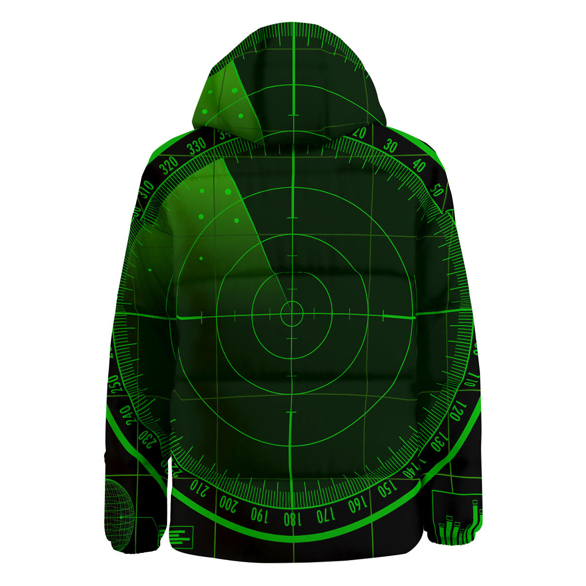 Green Radar Screen Print Down Jacket-grizzshop