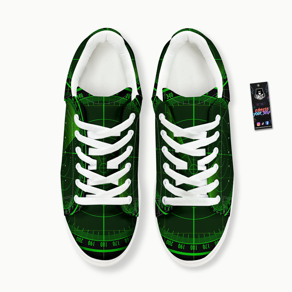 Green Radar Screen Print Platform Shoes-grizzshop