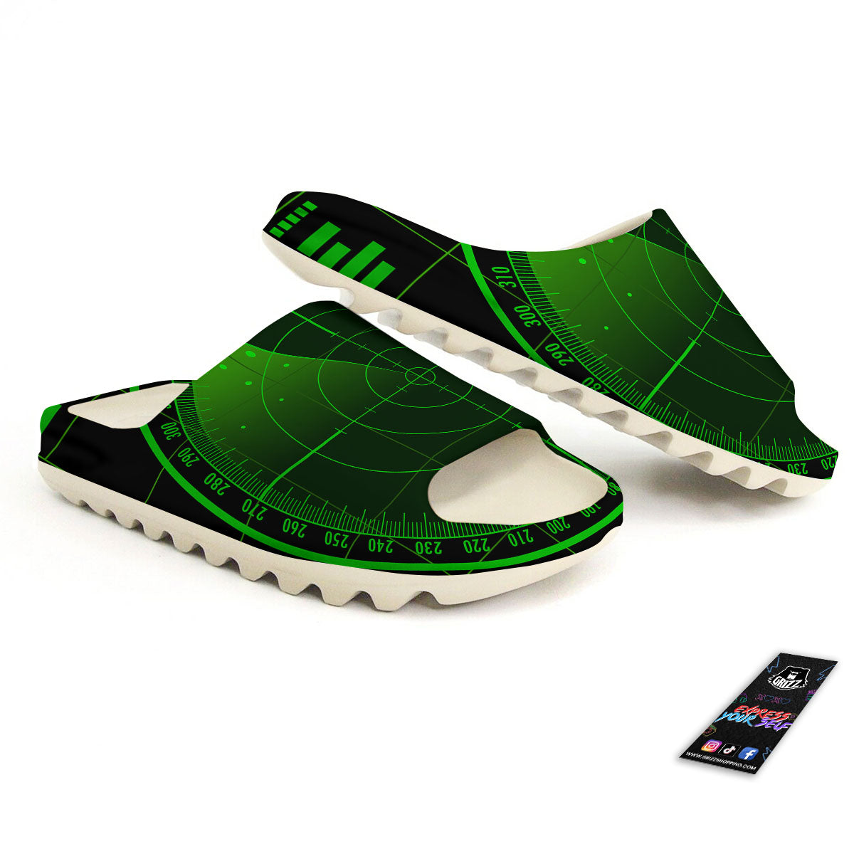 Green Radar Screen Print Sandals-grizzshop