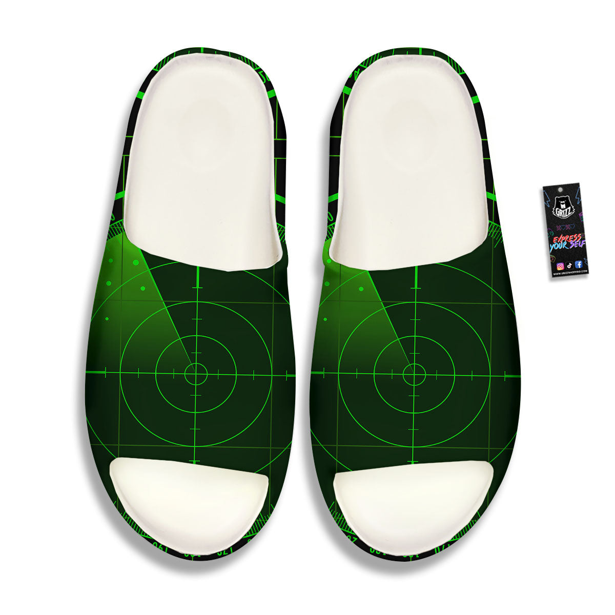 Green Radar Screen Print Sandals-grizzshop