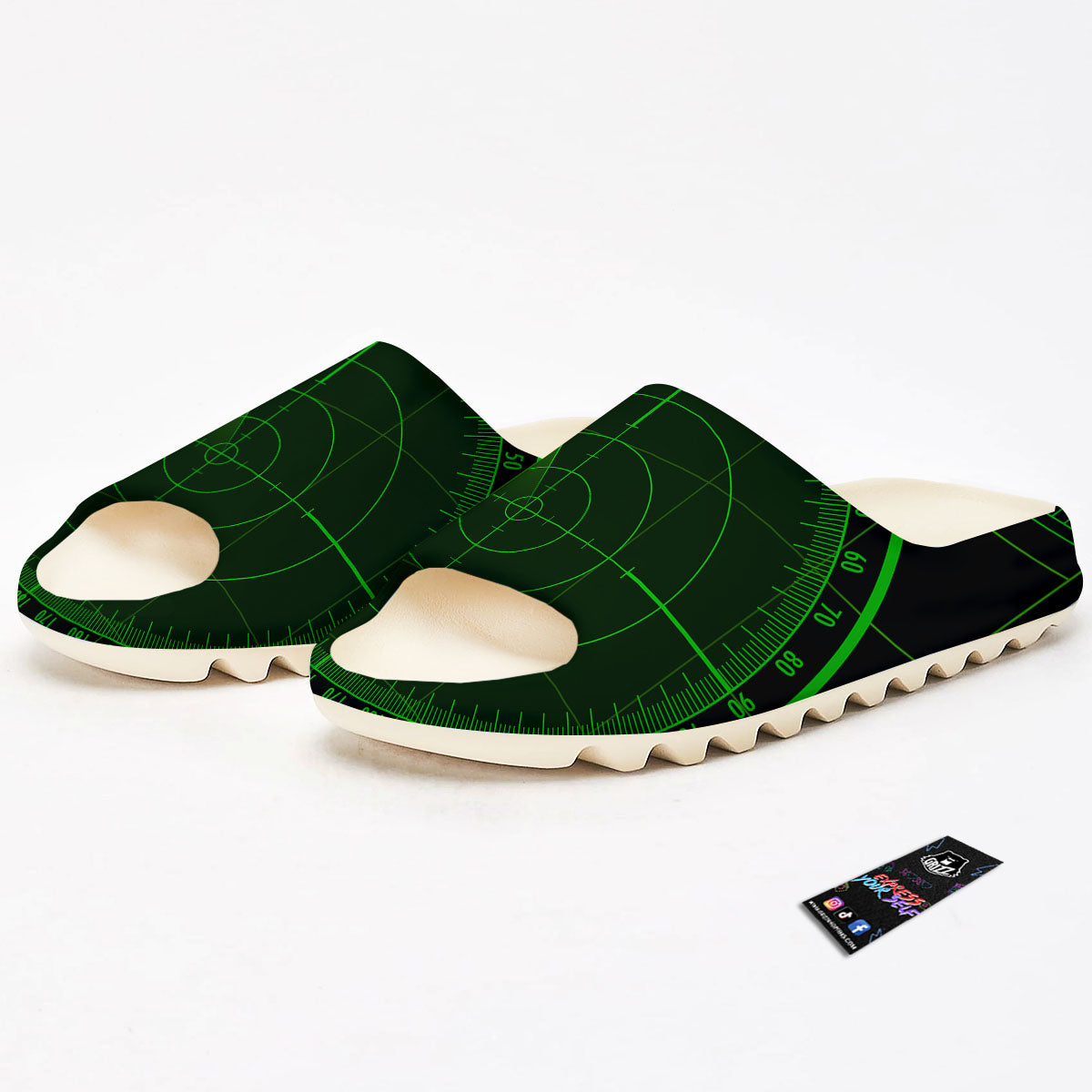 Green Radar Screen Print Sandals-grizzshop