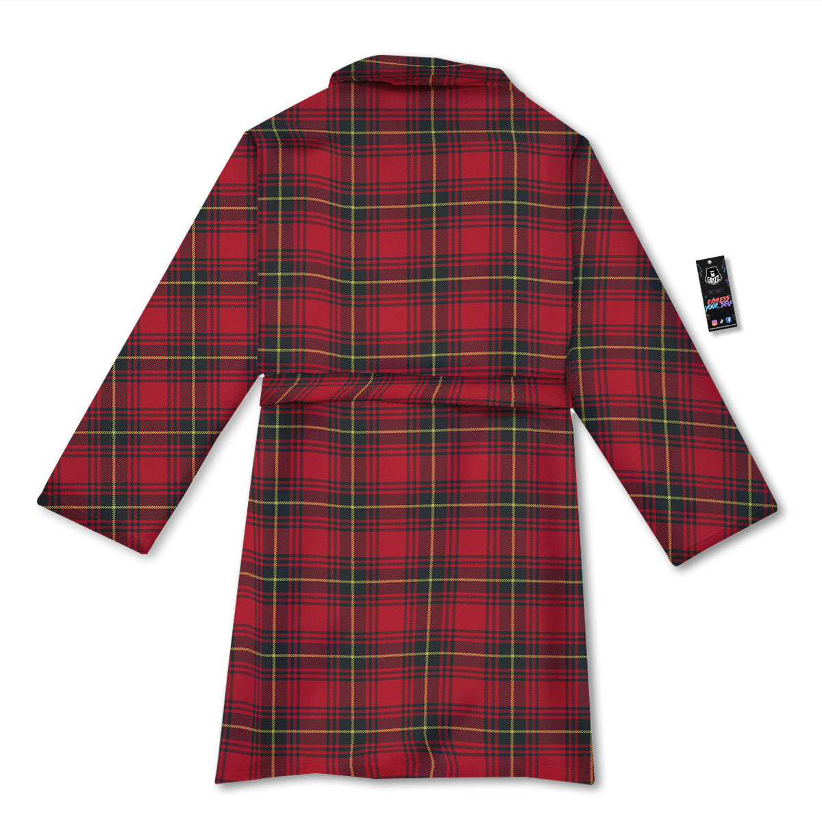 Green Red And Yellow Line Stewart Print Pattern Bathrobe-grizzshop
