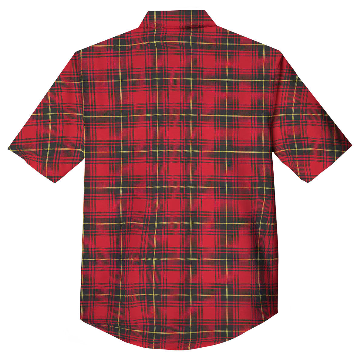 Green Red And Yellow Line Stewart Print Pattern Button Up Shirt-grizzshop