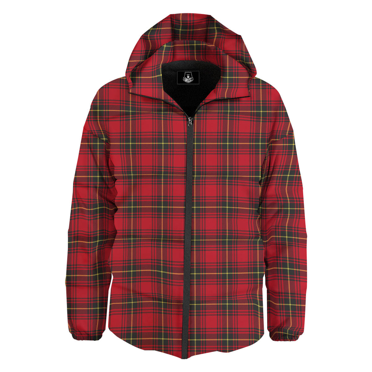 Green Red And Yellow Line Stewart Print Pattern Down Jacket-grizzshop