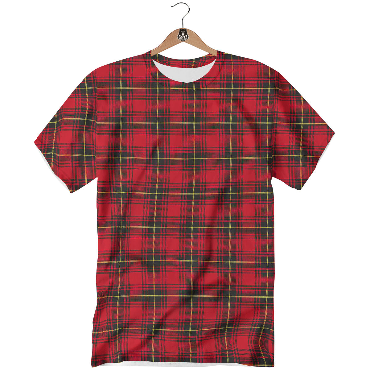 Green Red And Yellow Line Stewart Print Pattern T-Shirt-grizzshop