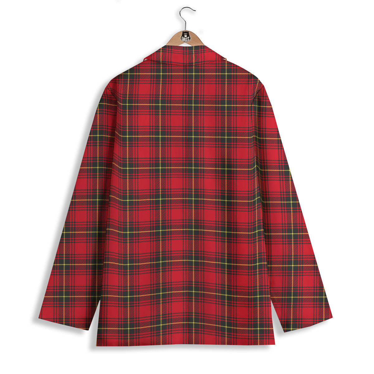 Green Red And Yellow Line Stewart Print Pattern Women's Blazer-grizzshop