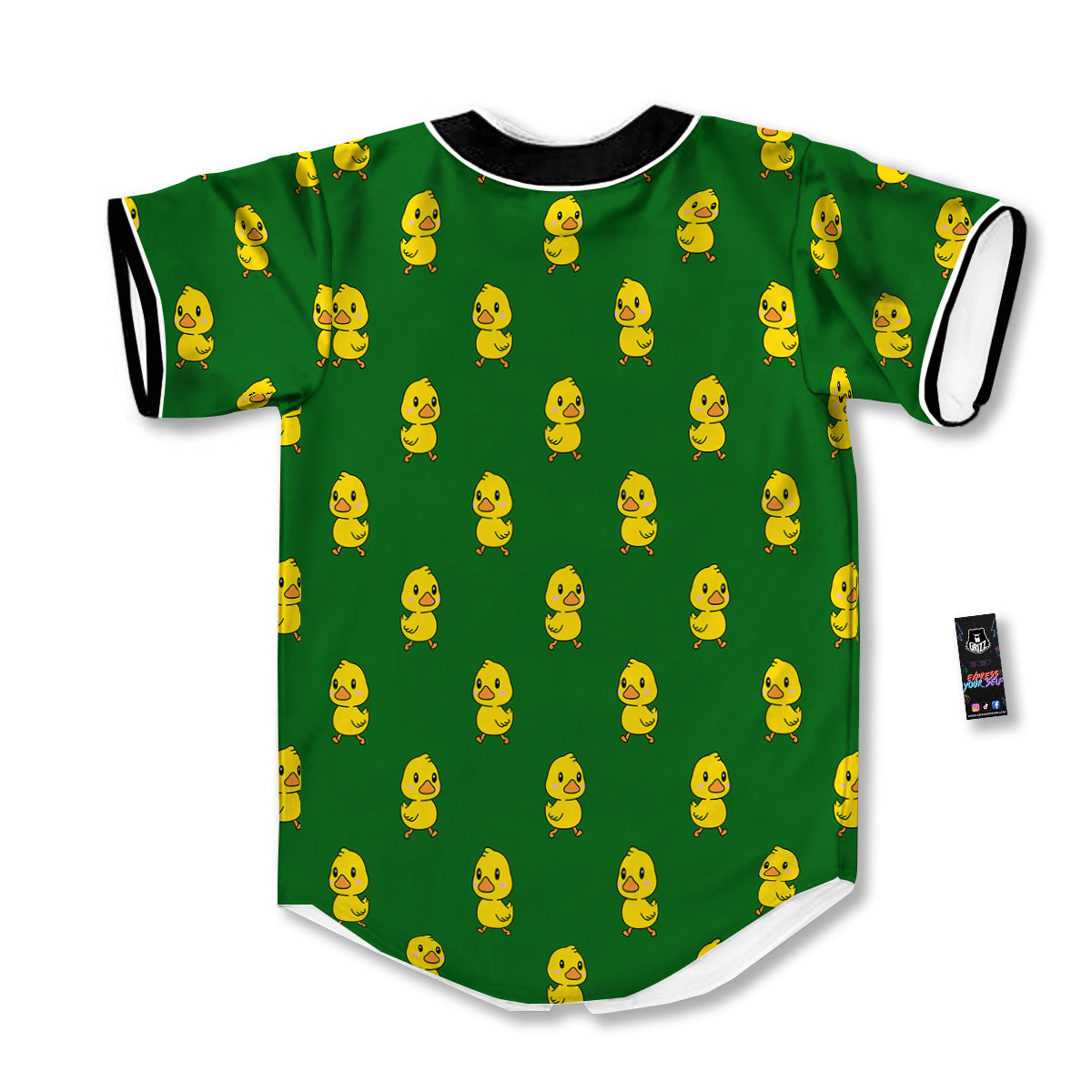 Green Rubber Duck Print Pattern Baseball Jersey-grizzshop