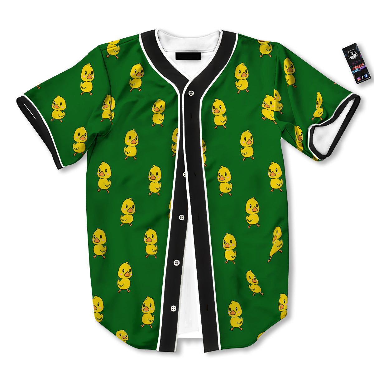 Green Rubber Duck Print Pattern Baseball Jersey-grizzshop