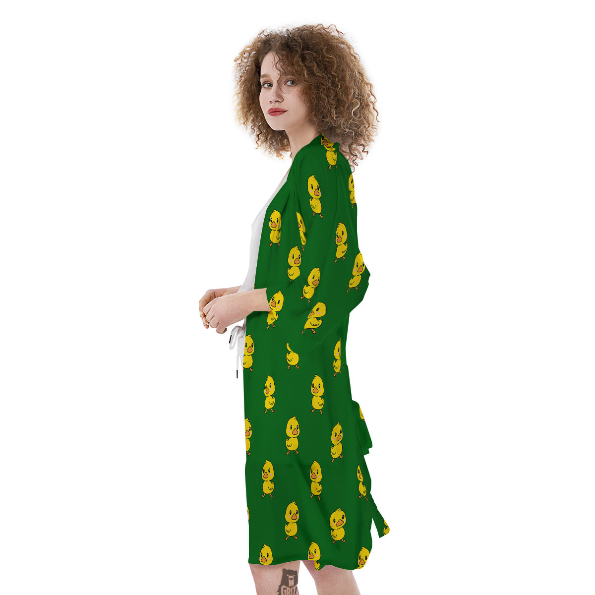 Green Rubber Duck Print Pattern Kimono-grizzshop