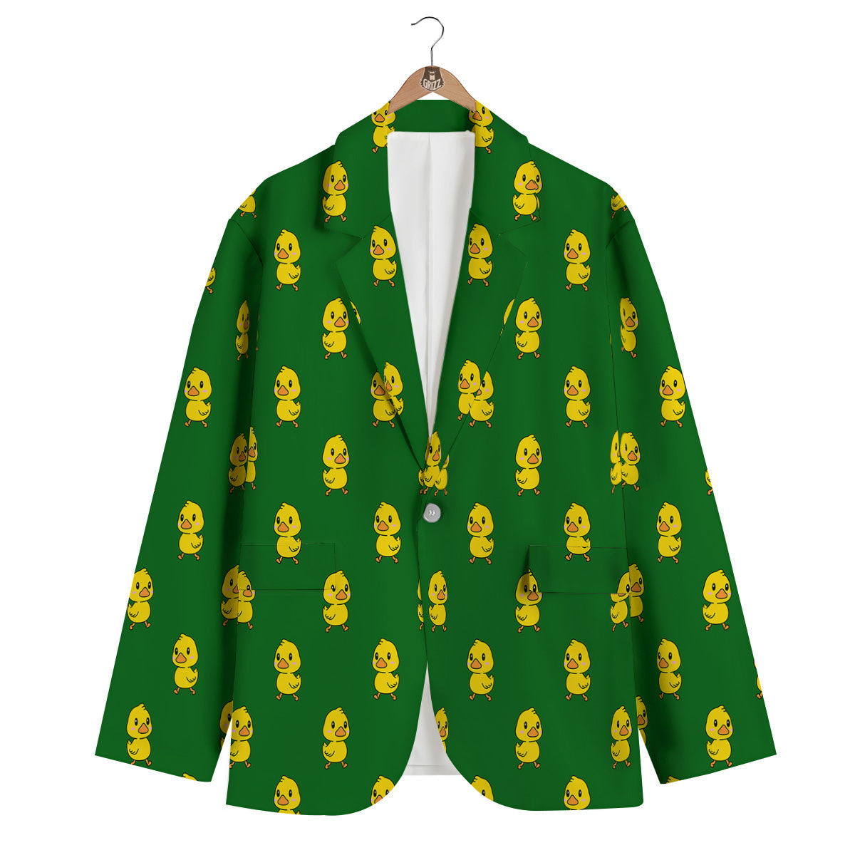 Green Rubber Duck Print Pattern Men's Blazer-grizzshop