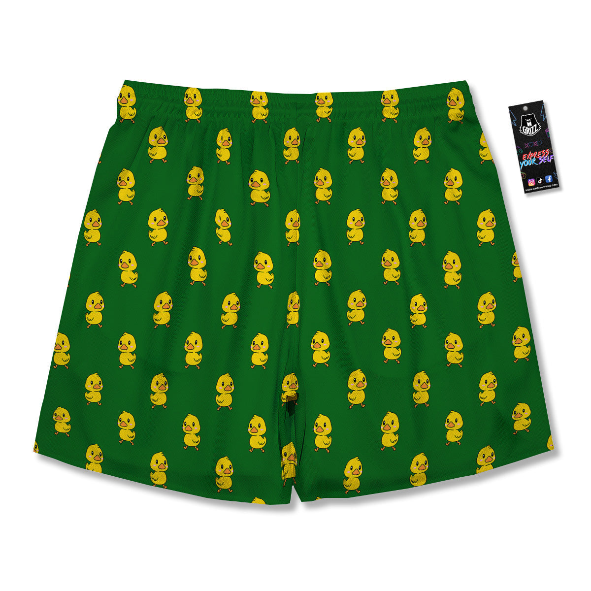 Green Rubber Duck Print Pattern Men's Running Shorts-grizzshop