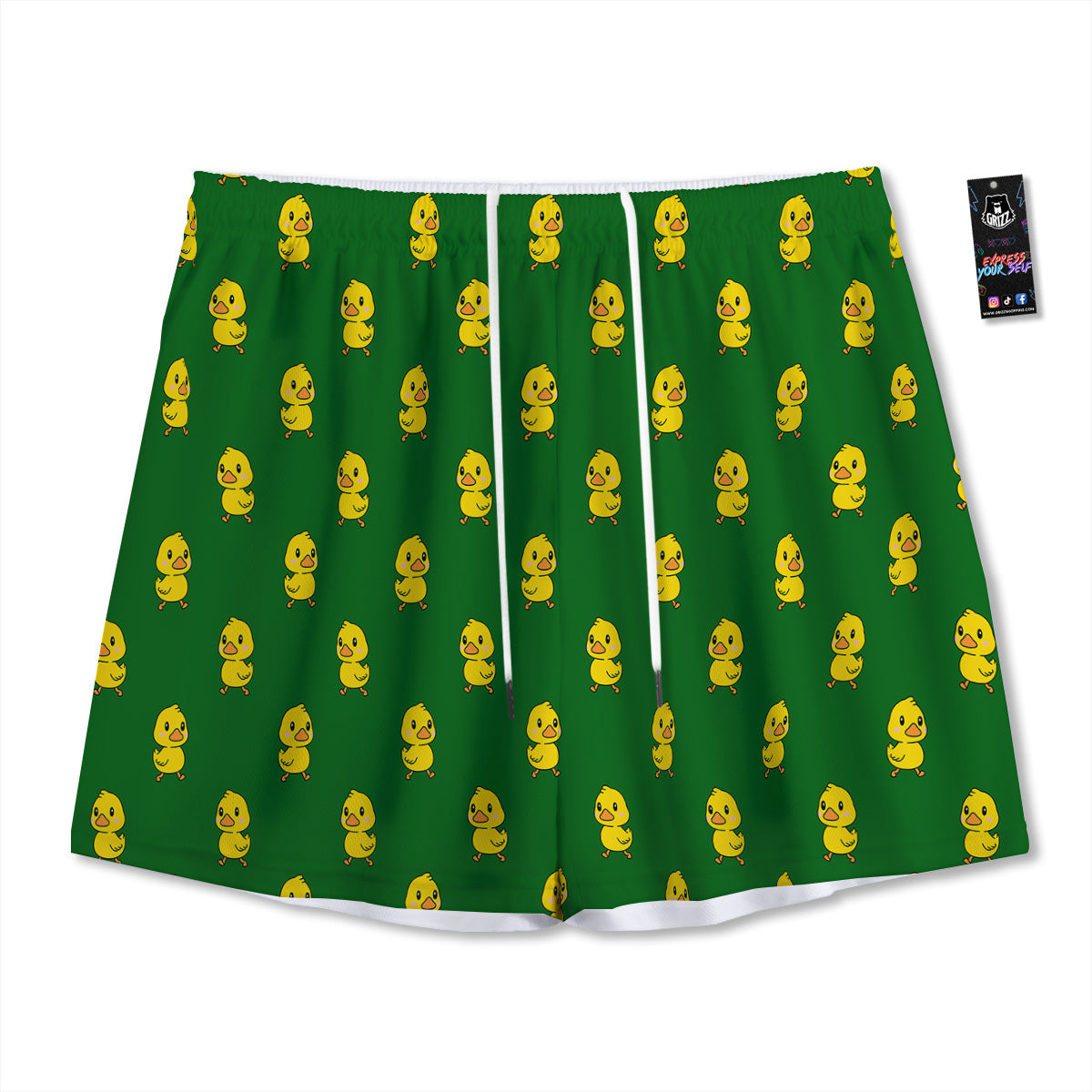Lettuce Green Leaves Print Mesh Shorts