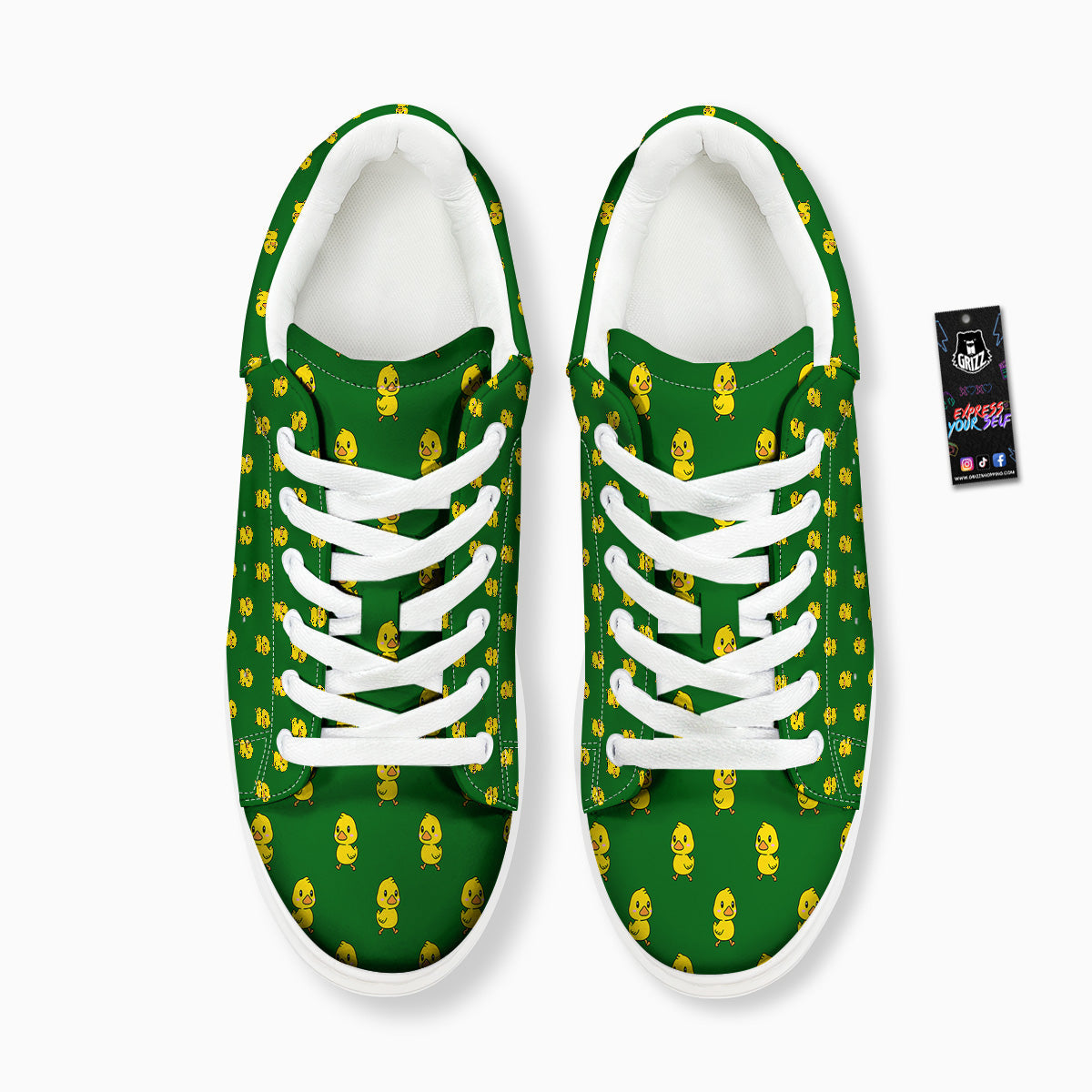 Green Rubber Duck Print Pattern Platform Shoes-grizzshop