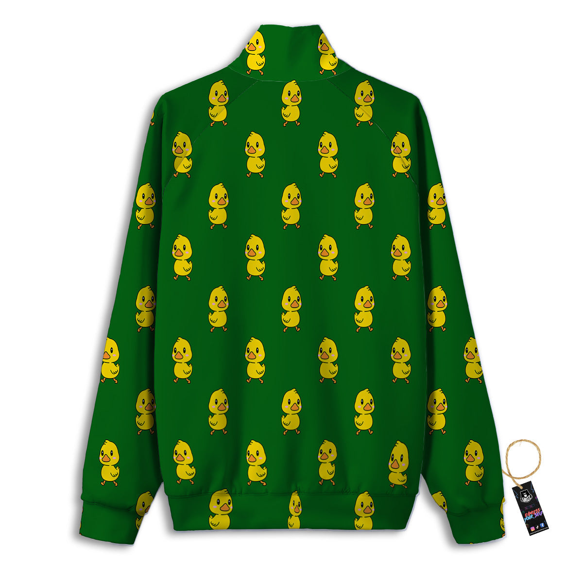 Green Rubber Duck Print Pattern Track Jacket-grizzshop