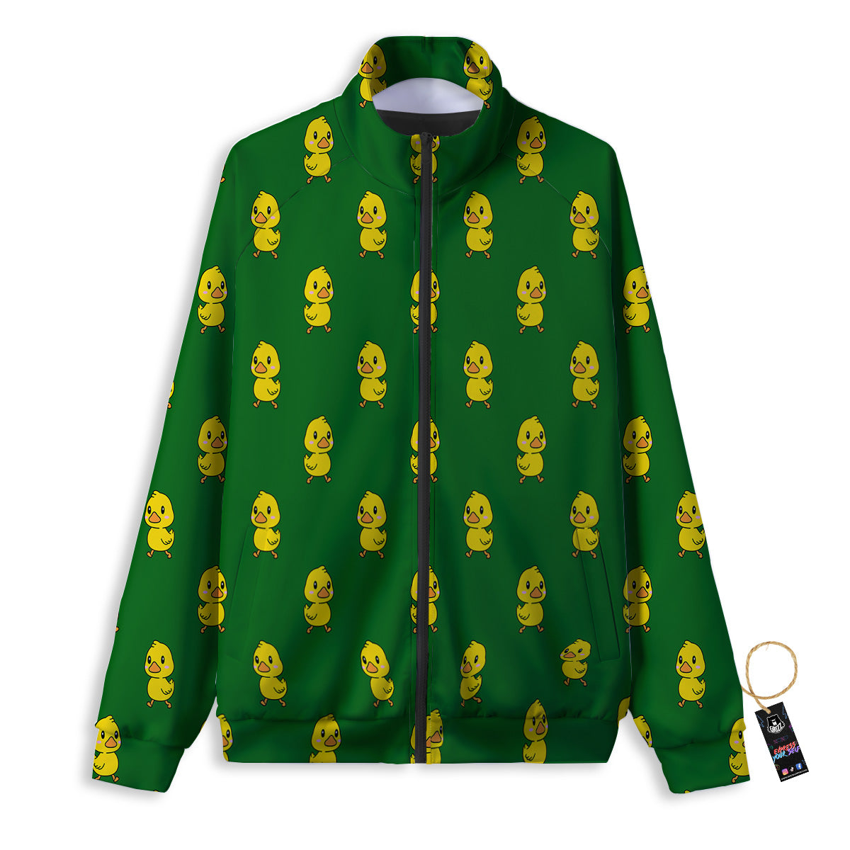 Green Rubber Duck Print Pattern Track Jacket-grizzshop