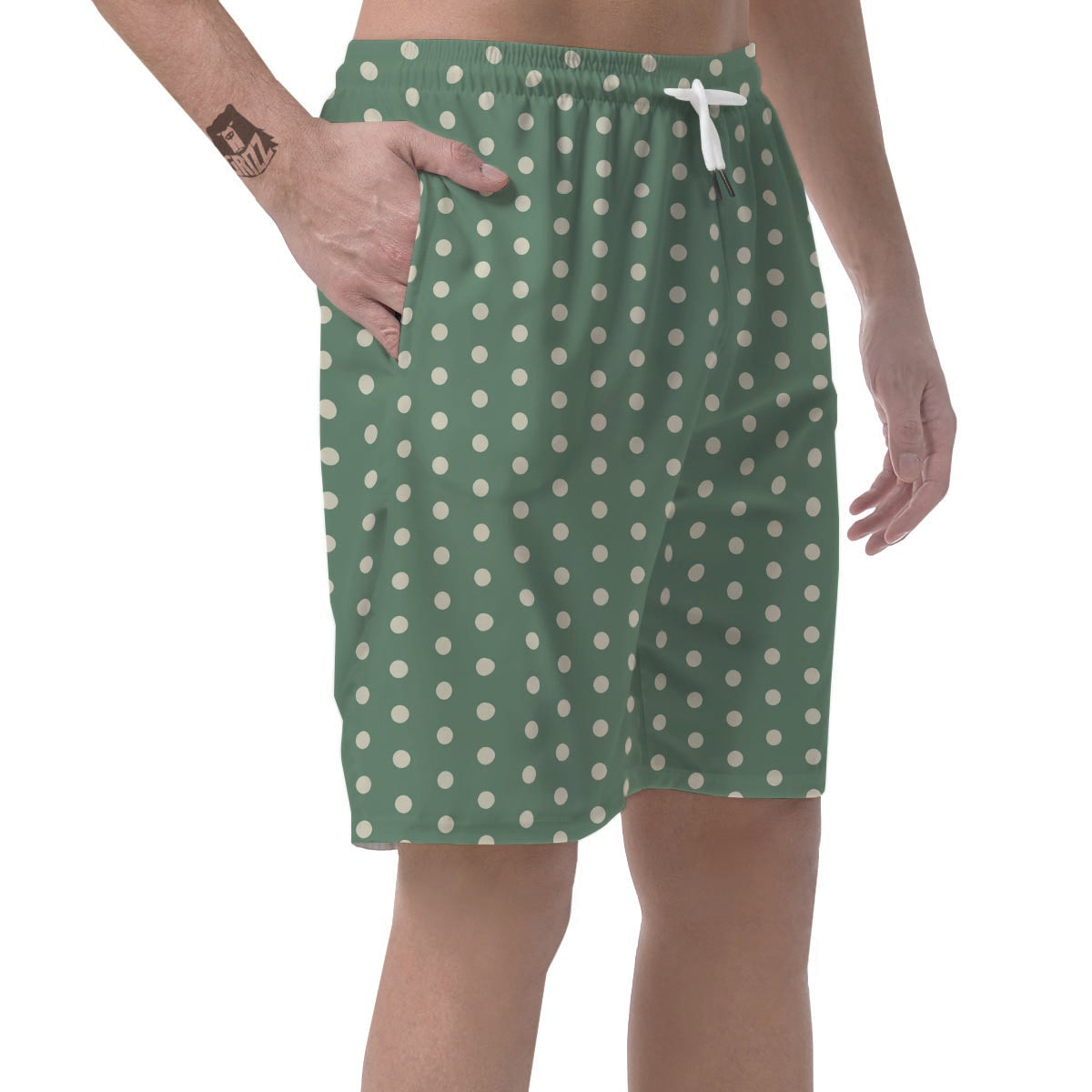 Green Sage Polka Dot Men's Shorts-grizzshop