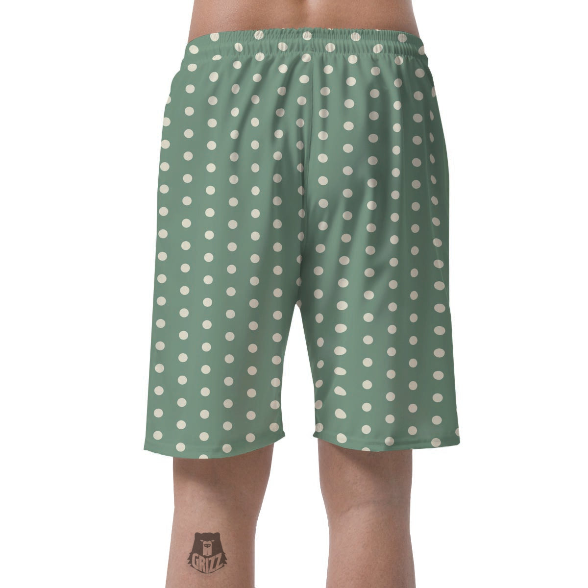 Green Sage Polka Dot Men's Shorts-grizzshop