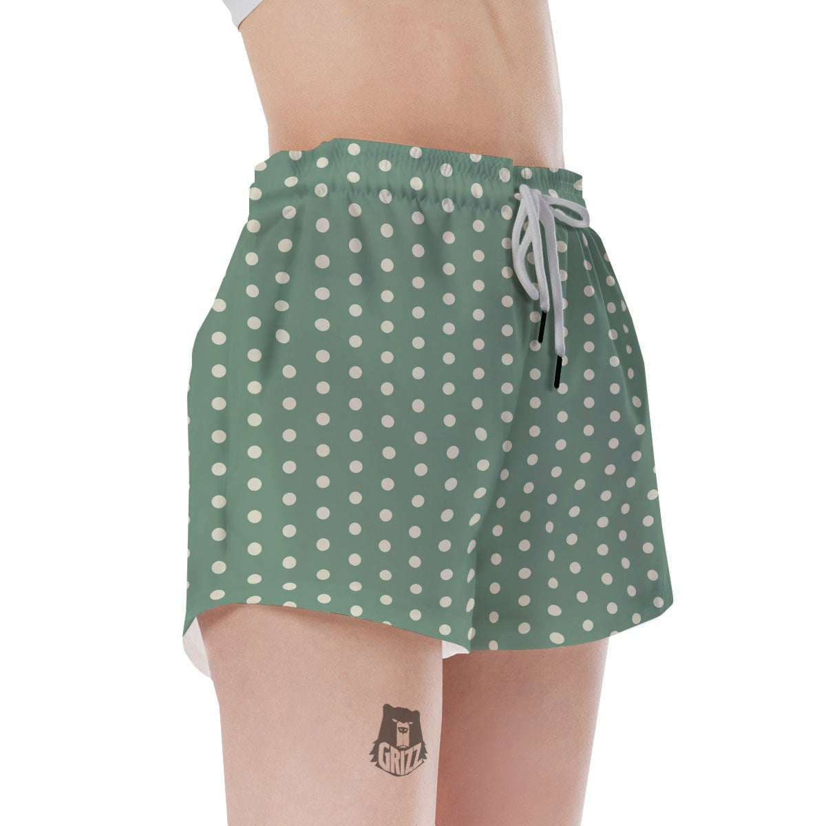 Green Sage Polka Dot Women's Shorts-grizzshop