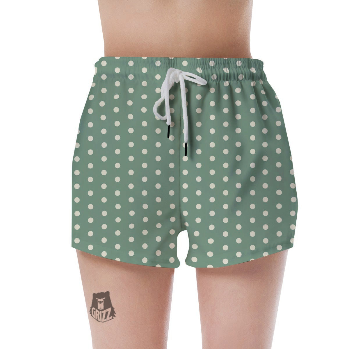 Green Sage Polka Dot Women's Shorts-grizzshop
