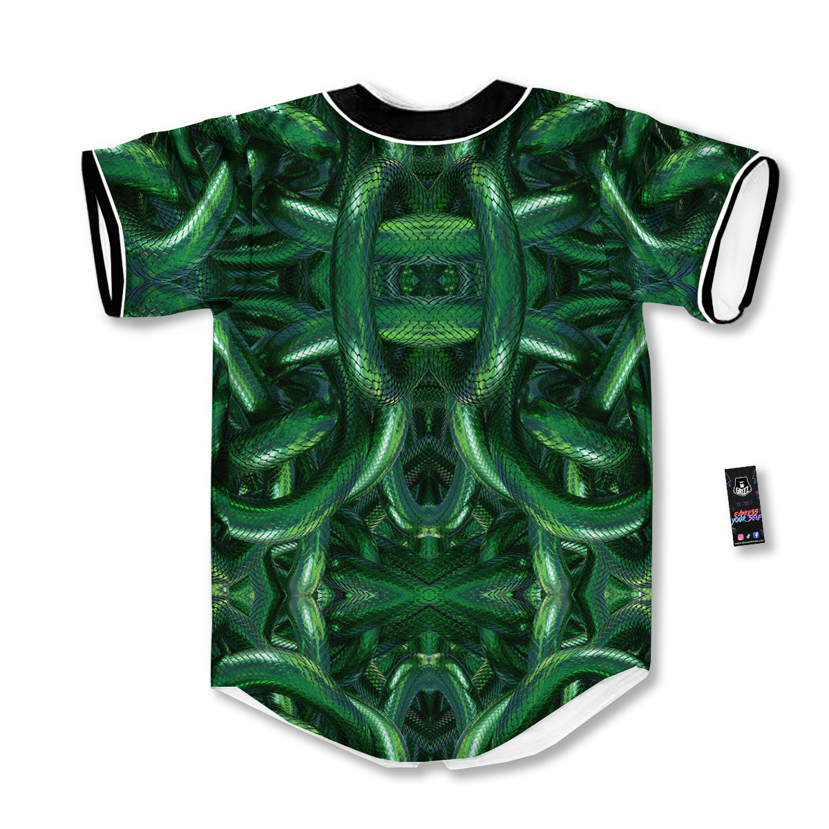 Green Snake 3D Print Pattern Baseball Jersey-grizzshop