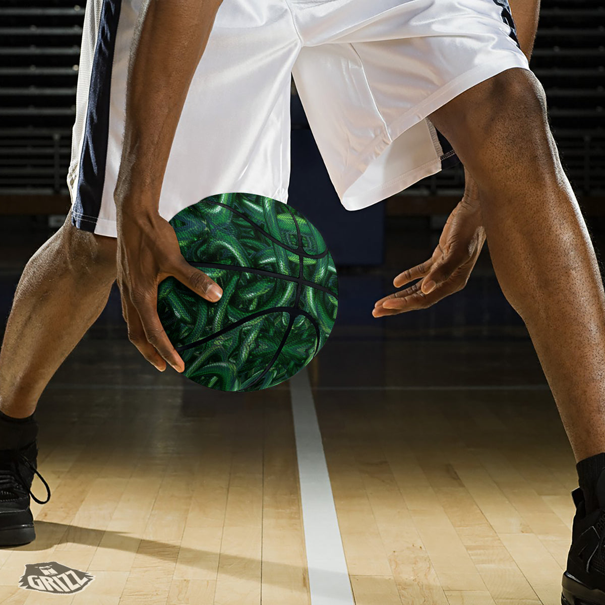 Green Snake 3D Print Pattern Basketball-grizzshop