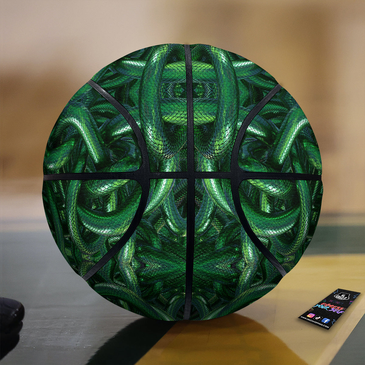 Green Snake 3D Print Pattern Basketball-grizzshop