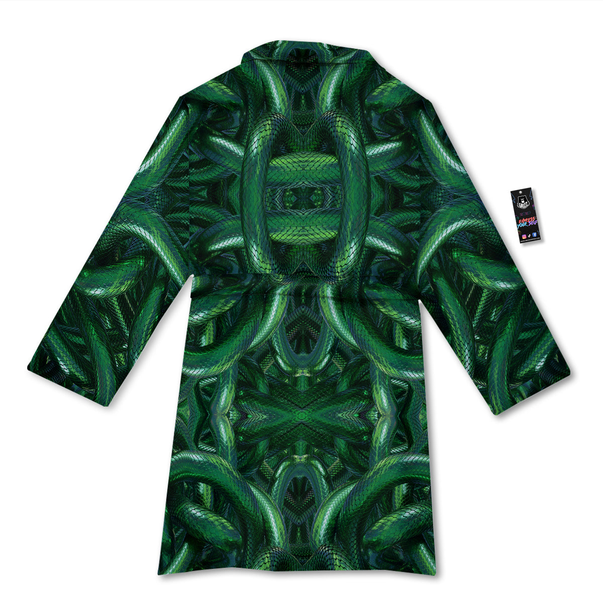 Green Snake 3D Print Pattern Bathrobe-grizzshop