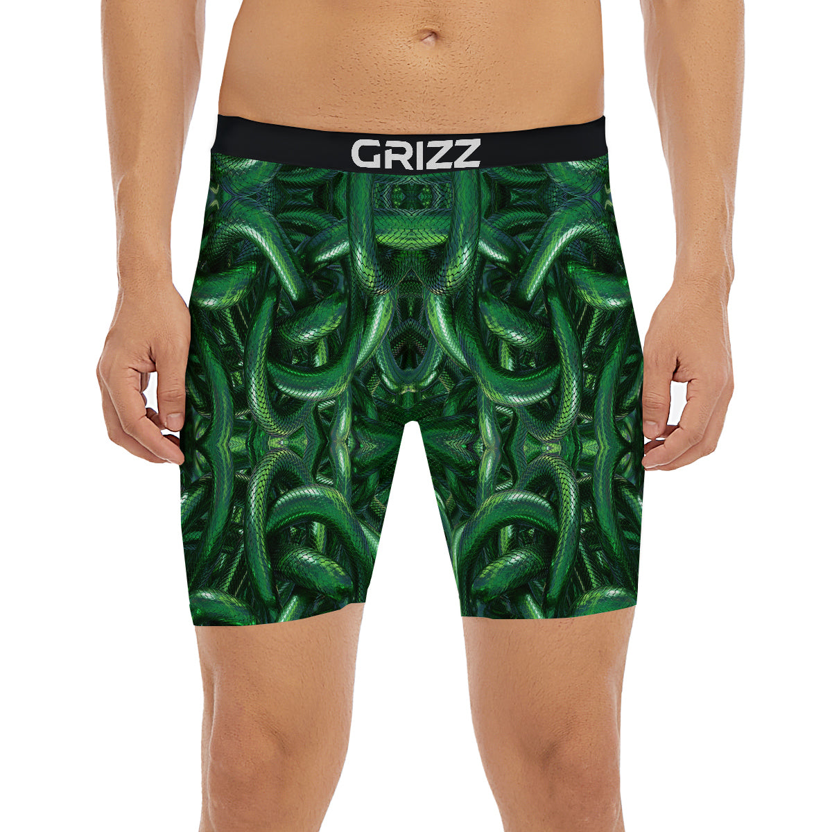 Green Snake 3D Print Pattern Boxer Briefs-grizzshop