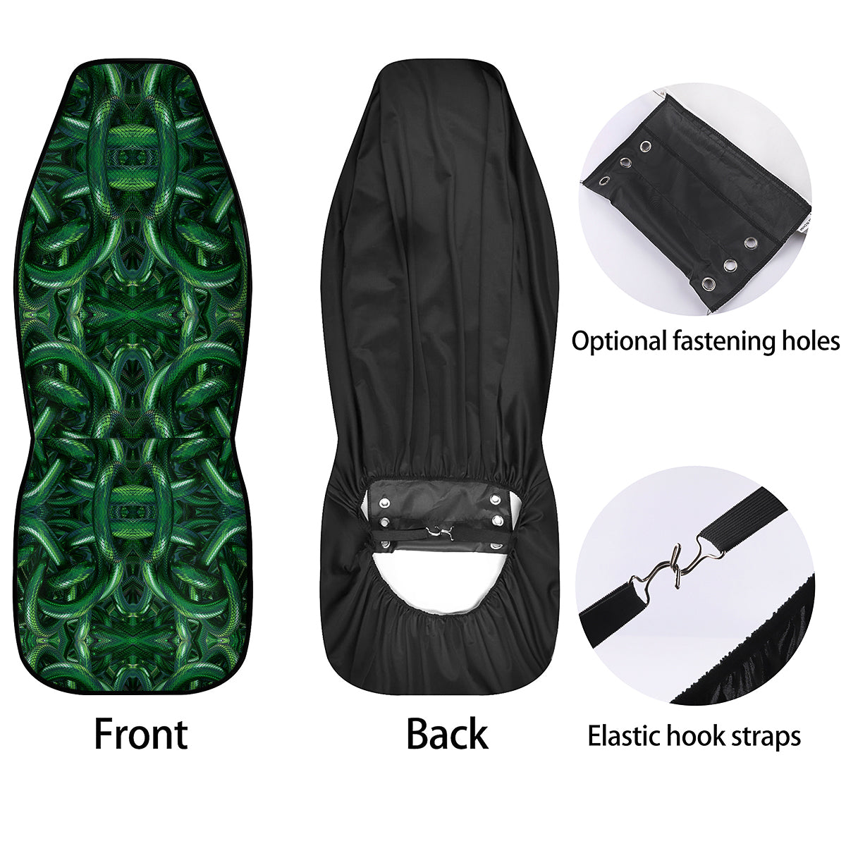 Green Snake 3D Print Pattern Car Seat Covers-grizzshop