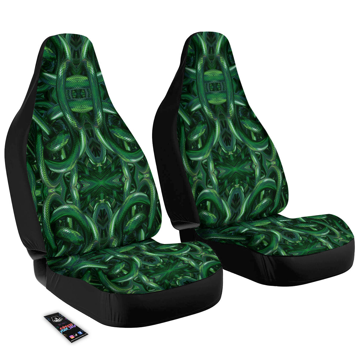 Green Snake 3D Print Pattern Car Seat Covers-grizzshop