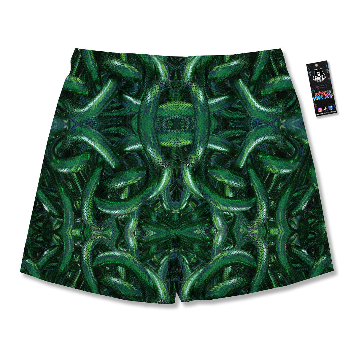 Green Snake 3D Print Pattern Men's Running Shorts-grizzshop
