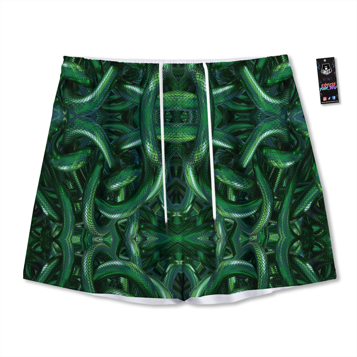 Libra Sign Black And Gold Print Mesh Shorts