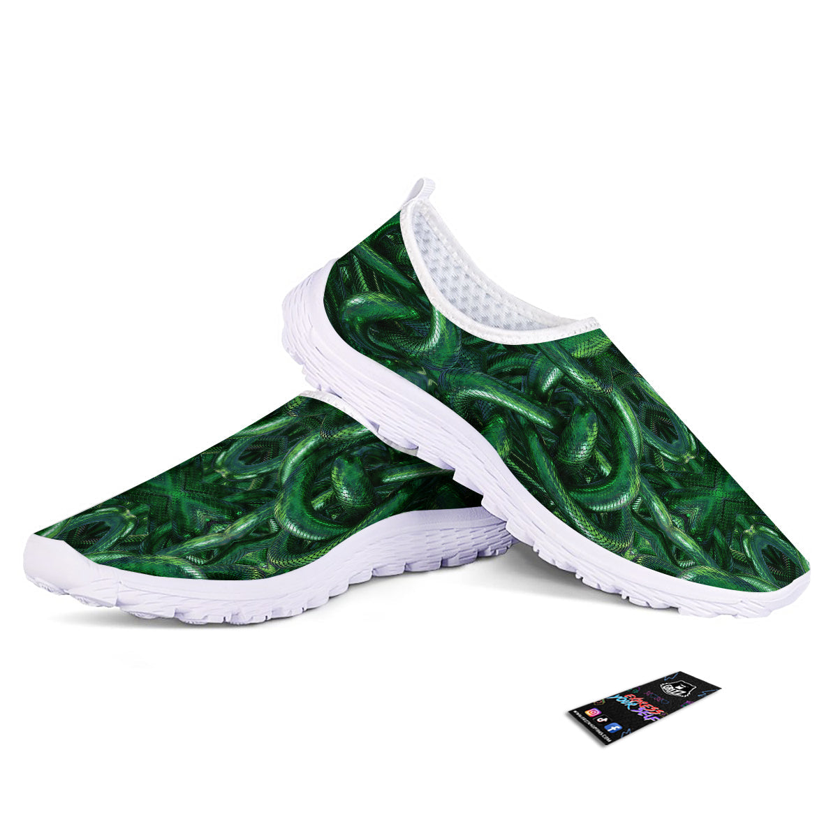 Green Snake 3D Print Pattern Nurse Shoes-grizzshop