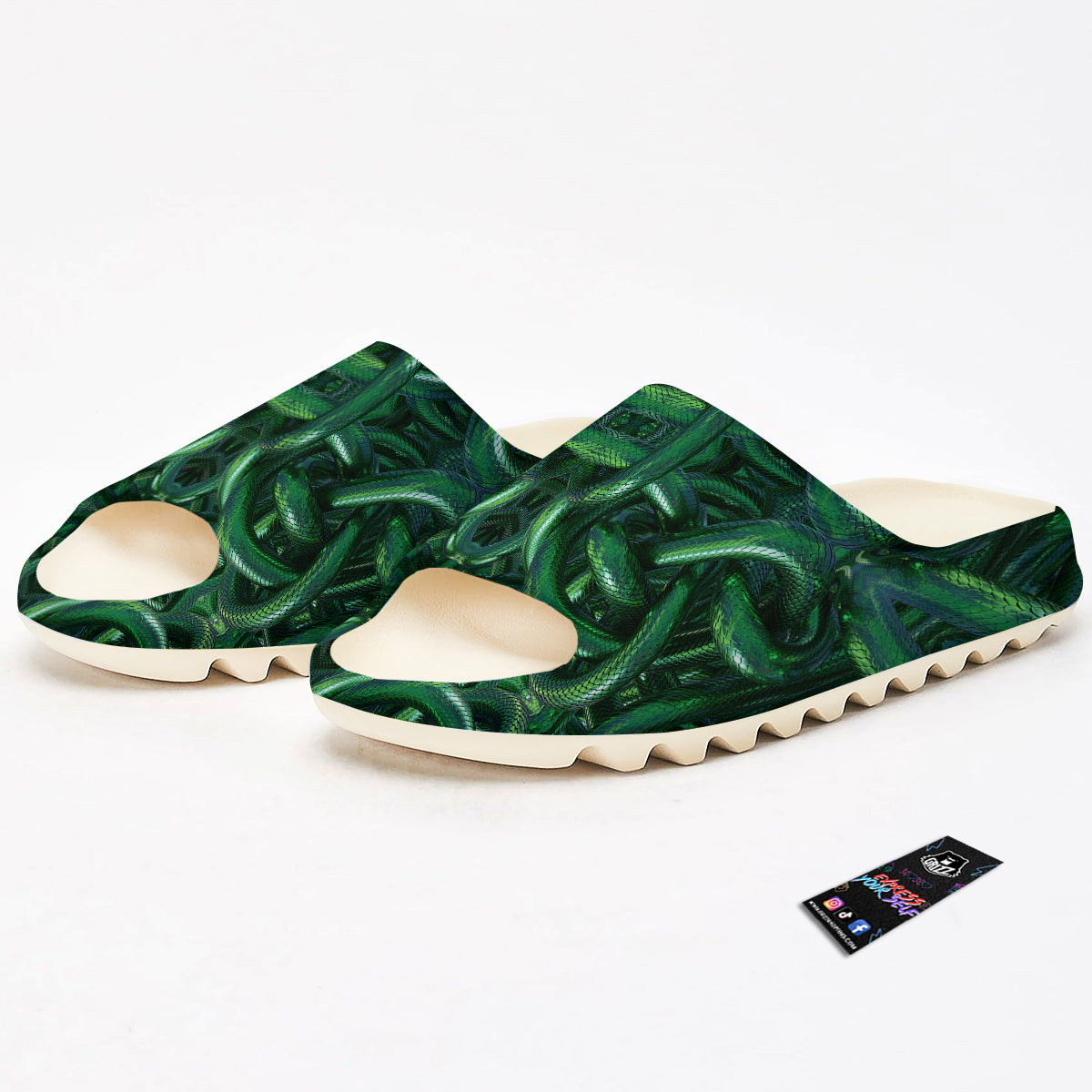 Green Snake 3D Print Pattern Sandals-grizzshop