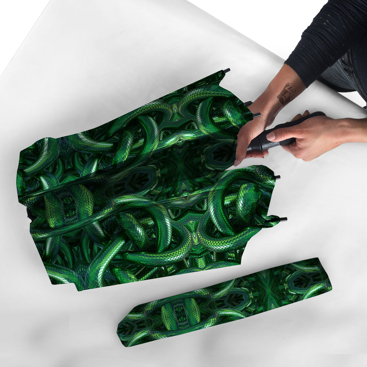 Green Snake 3D Print Pattern Umbrella-grizzshop