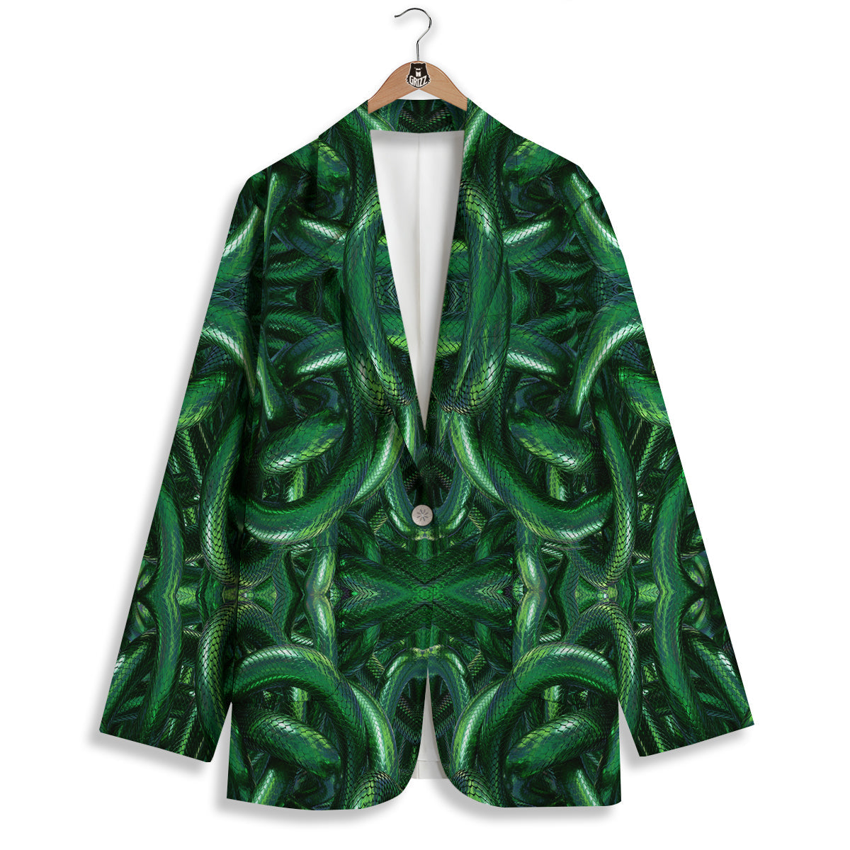 Green Snake 3D Print Pattern Women's Blazer-grizzshop