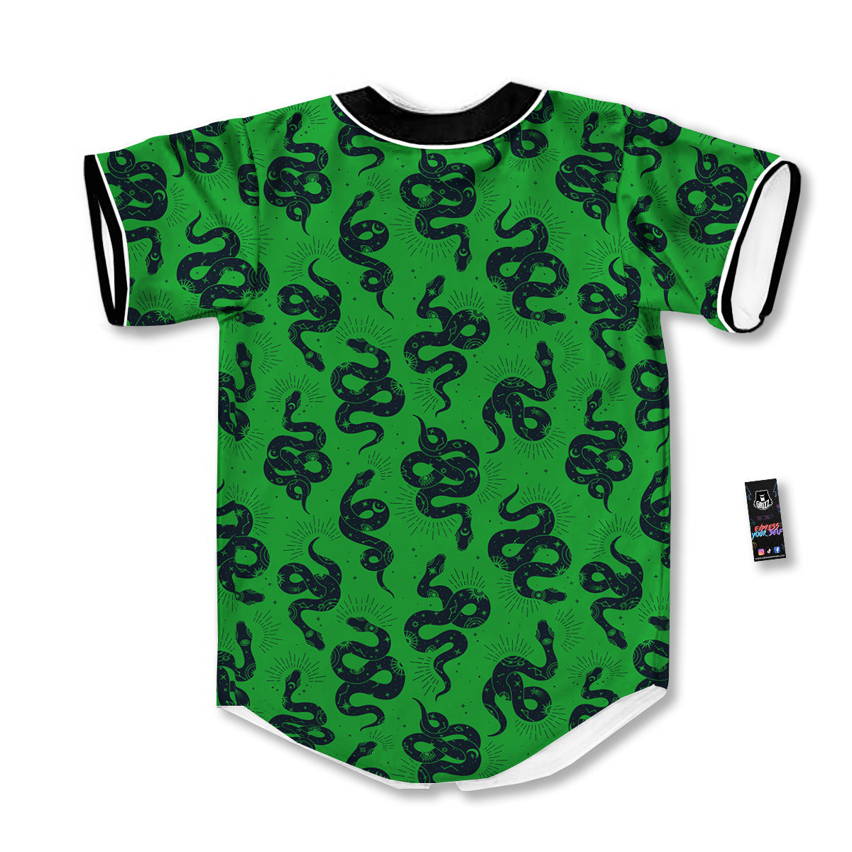 Green Snake Magic Eye Print Pattern Baseball Jersey-grizzshop
