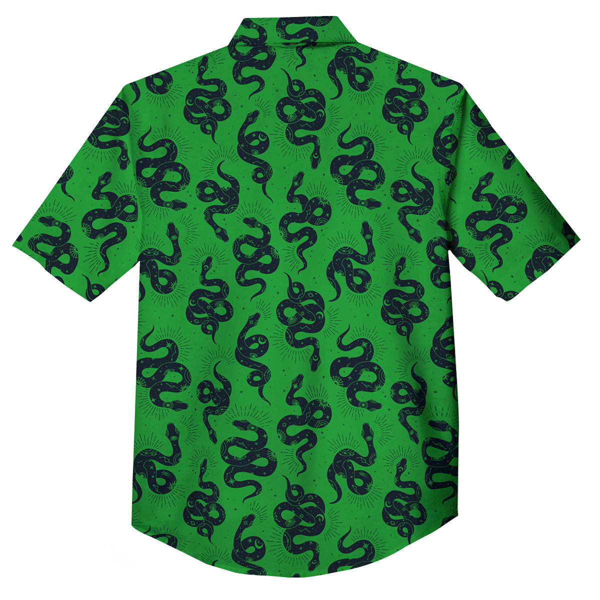 Green Snake Magic Eye Print Pattern Button Up Shirt-grizzshop