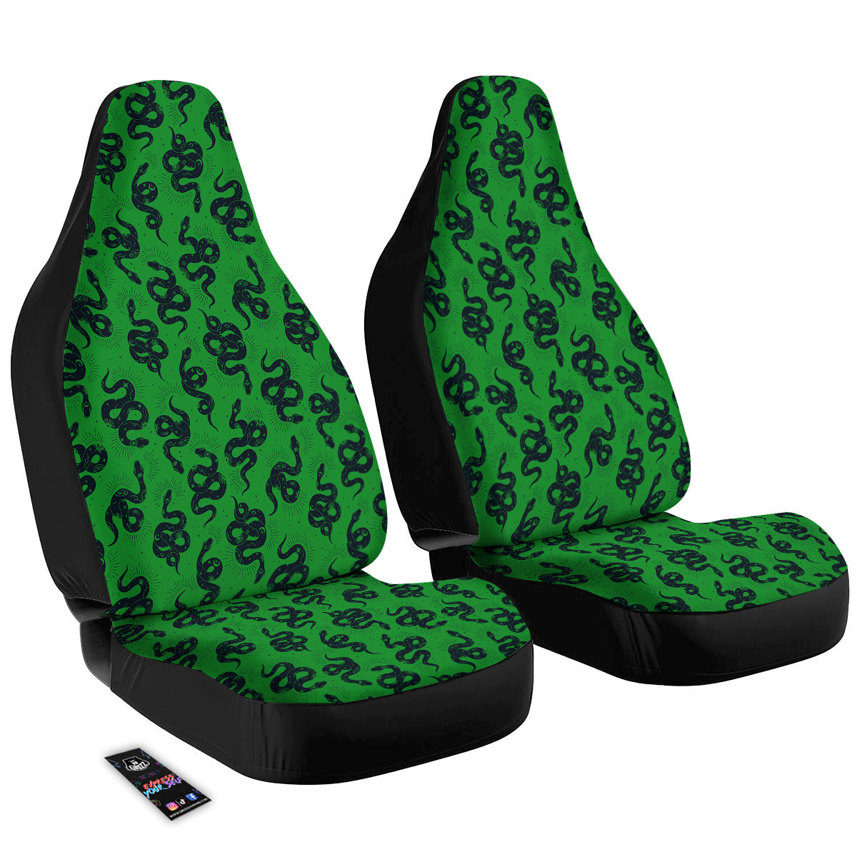 Green Snake Magic Eye Print Pattern Car Seat Covers-grizzshop