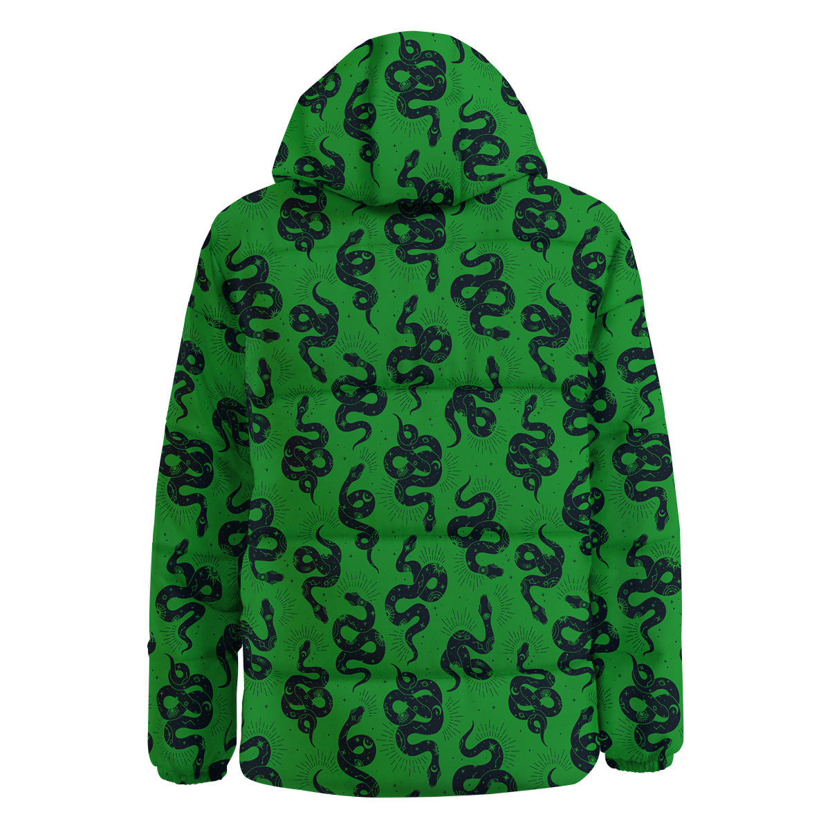 Green Snake Magic Eye Print Pattern Down Jacket-grizzshop