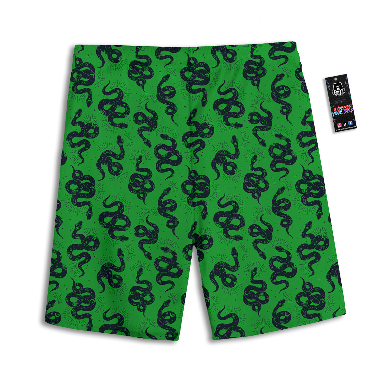 Green Snake Magic Eye Print Pattern Men's Athletic Shorts
